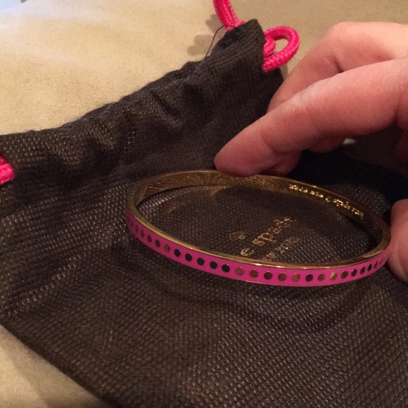Kate Spade pink and gold polka dot bangle - Picture 2 of 2